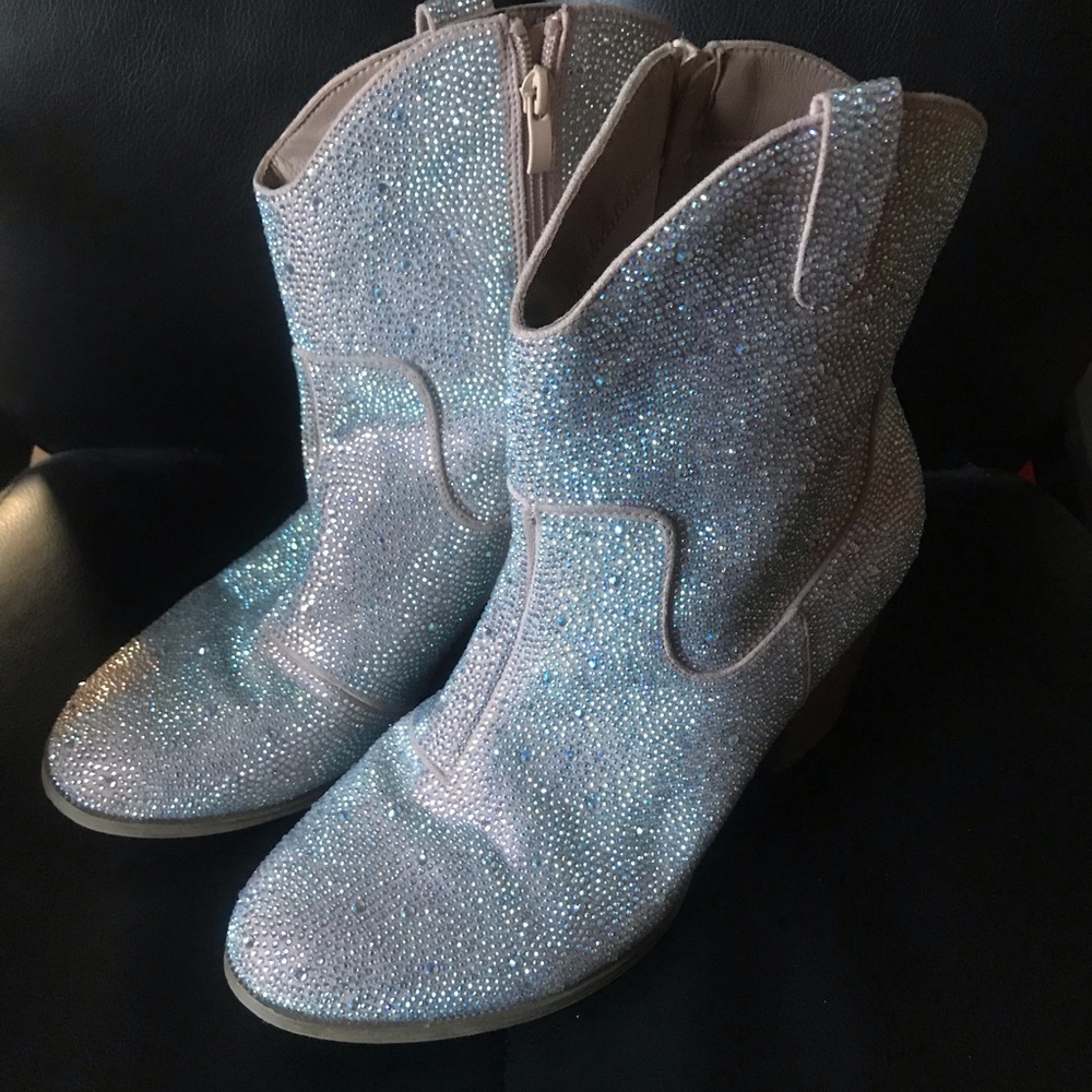 Sparkle Embellished Western Ankle Boots Size 10WW